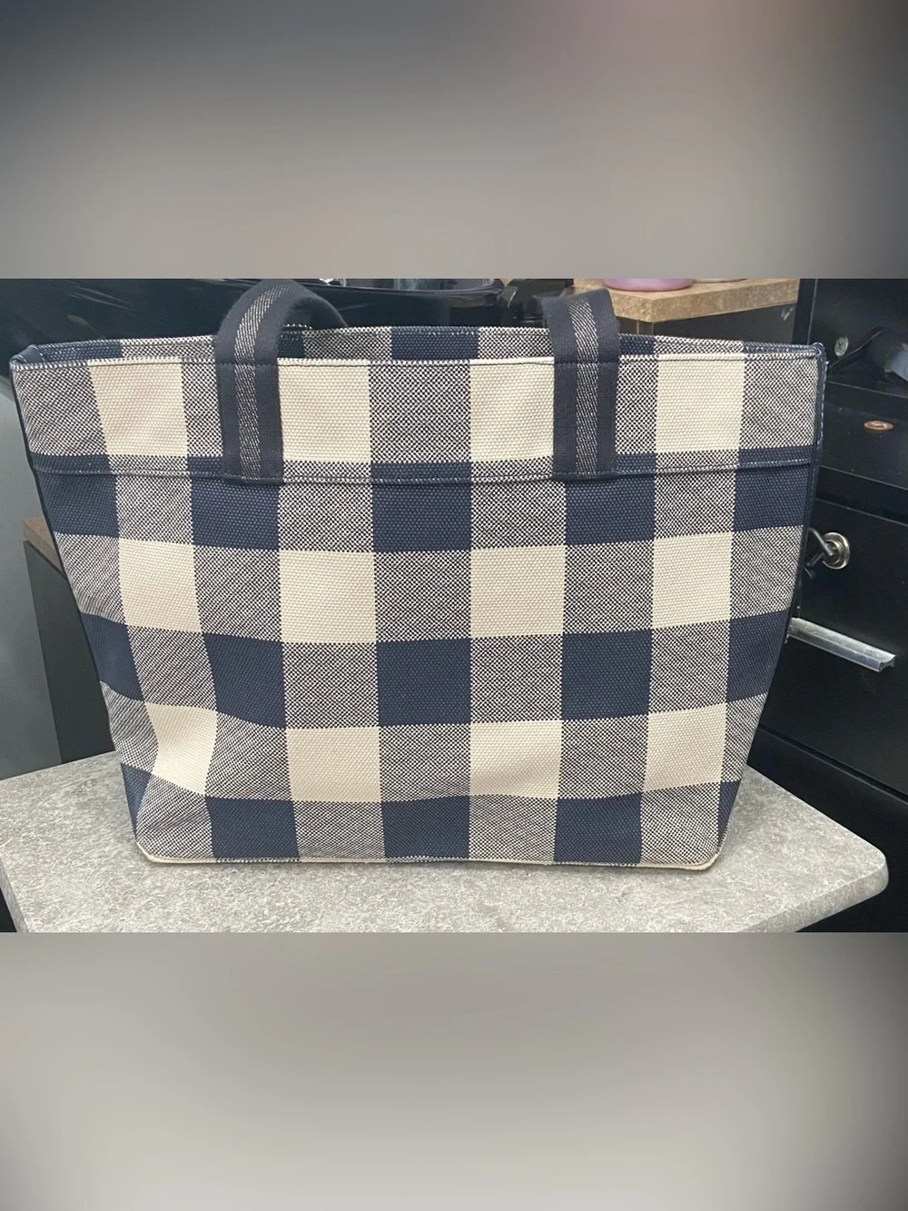 Coach Tote with Buffalo Plaid Print EUC